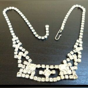 VINTAGE ART DECO HIGH END RHINESTONE 15.5" NECKLACE